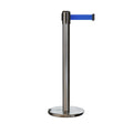 Retractable Belt Barrier Stanchion, Rolling Base, 16 ft Belt - Montour Line ME650