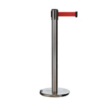 Retractable Belt Barrier Stanchion, Rolling Base, 14 ft Belt - Montour Line ME650