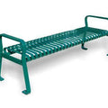 Flat Metal Backless Park Bench with Arms