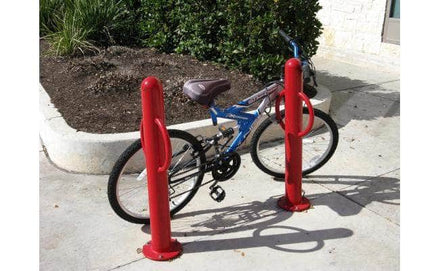 Metal Bike Bollard with bike secured