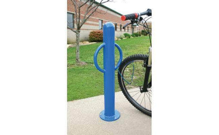 Metal Bike Bollard with bike secured