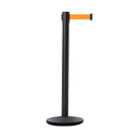 Retractable Belt Barrier Stanchion, Black Post, Cast Iron Base, 7.5 Ft. Belt - Montour Line MI630