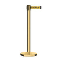 Retractable Belt Barrier Stanchion, Polished Brass Post, Cast Iron Base, 7.5 Ft. Belt - Montour Line MI630