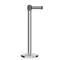 Retractable Belt Barrier Stanchion, Polished Stainless Steel Post, Cast Iron Base, 11 Ft. Belt - Montour Line MI630