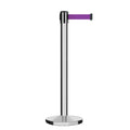 Retractable Belt Barrier Stanchion, Polished Stainless Steel Post, Cast Iron Base, 13 Ft. Belt - Montour Line MI630