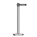 Retractable Belt Barrier Stanchion, Polished Stainless Steel Post, Cast Iron Base, 13 Ft. Belt - Montour Line MI630