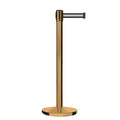 Retractable Belt Barrier Stanchion, Satin Brass Post, Cast Iron Base, 7.5 Ft. Belt - Montour Line MI630
