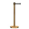Retractable Belt Barrier Stanchion, Satin Brass Post, Cast Iron Base, 13 Ft. Belt - Montour Line MI630