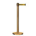 Retractable Belt Barrier Stanchion, Satin Brass Post, Cast Iron Base, 7.5 Ft. Belt - Montour Line MI630
