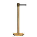 Retractable Belt Barrier Stanchion, Satin Brass Post, Cast Iron Base, 11 Ft. Belt - Montour Line MI630