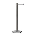 Retractable Belt Barrier Stanchion, Satin Stainless Steel, Cast Iron Base, 11 Ft. Belt - Montour Line MI630