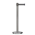 Retractable Belt Barrier Stanchion, Satin Stainless Steel, Cast Iron Base, 11 Ft. Belt - Montour Line MI630