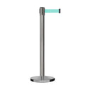 Retractable Belt Barrier Stanchion, Satin Stainless Steel, Cast Iron Base, 11 Ft. Belt - Montour Line MI630