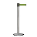 Retractable Belt Barrier Stanchion, Satin Stainless Steel, Cast Iron Base, 11 Ft. Belt - Montour Line MI630