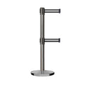 Retractable Dual Belt Barrier Stanchion, Cast Iron Base, Satin Stainless Steel Post, 9 ft Belt - Montour Line MI630D
