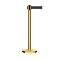 Retractable Belt Barrier Stanchion, Polished Brass Post with Heavy Duty Cast Iron Base, 16 ft Belt – Montour Line MI650