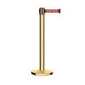 Retractable Belt Barrier Stanchion, Polished Brass Post with Heavy Duty Cast Iron Base, 16 ft Belt – Montour Line MI650