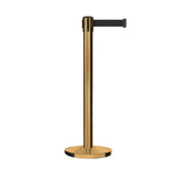 Retractable Belt Barrier Stanchion, Satin Brass Post and Heavy Duty Cast Iron Base, 14 ft Belt – Montour Line MI650