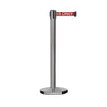 Retractable Belt Barrier Stanchion, Satin Stainless Steel Post with Heavy Duty Cast Iron Base, 16 ft Belt – Montour Line MI650