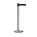 Retractable Belt Barrier Stanchion, Polished Brass Post with Heavy Duty Cast Iron Base, 16 ft Belt – Montour Line MI650