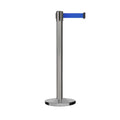 Retractable Belt Barrier Stanchion, Polished Brass Post with Heavy Duty Cast Iron Base, 16 ft Belt – Montour Line MI650