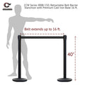 Retractable Belt Barrier Stanchion, Polished Brass Post with Heavy Duty Cast Iron Base, 16 ft Belt – Montour Line MI650