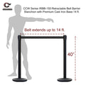 Retractable Belt Barrier Stanchion, Black Post with Heavy Duty Cast Iron Base, 14 ft Belt – Montour Line MI650