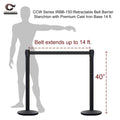 Safety Retractable Belt Barrier Stanchion, Red Post with Heavy Duty Cast Iron Base, 14 ft Belt – Montour Line MI650