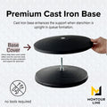 Retractable Belt Barrier Stanchion, Cast Iron Base Base, Black Powder Coated Post, 35 ft Belt - Montour Line MI760