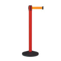 Retractable Belt Barrier Stanchion, Sloped Base, Red Post, 7.5 ft Belt - Montour Line MS630