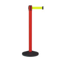 Retractable Belt Barrier Stanchion, Sloped Base, Red Post, 9 ft Belt - Montour Line MS630