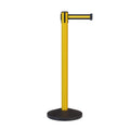 CCW Series RBB-100 Retractable Belt Barrier Stanchion, Sloped Base, Yellow Post - 7.5 ft. Belt