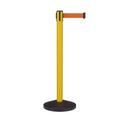 CCW Series RBB-100 Retractable Belt Barrier Stanchion, Sloped Base, Yellow Post - 9 ft. Belt