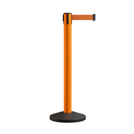 Retractable Belt Barrier Stanchion, Sloped Base, 14 ft Belt - Montour Line M650