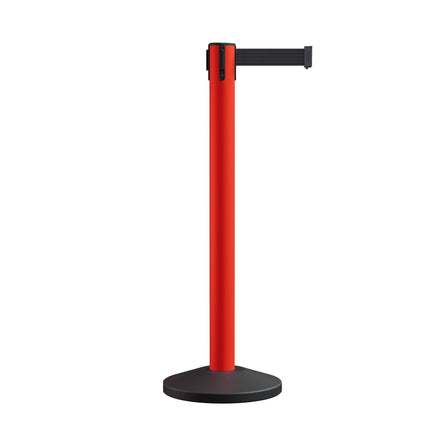 Retractable Belt Barrier Stanchion, Sloped Base, 14 ft Belt - Montour Line M650