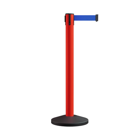 Retractable Belt Barrier Stanchion, Sloped Base, 14 ft Belt - Montour Line M650