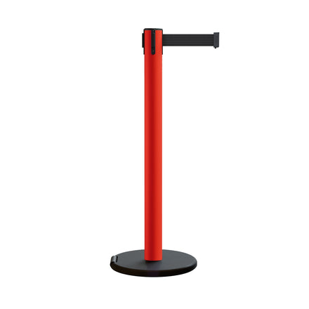 Retractable Belt Barrier Stanchion, Rolling Base, 16 ft Belt - Montour Line ME650