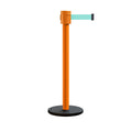 Retractable Belt Barrier Stanchion, Roller Base, Orange Post, 35 ft Belt - Montour Line MSE760