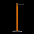 Safety Retractable Belt Barrier Stanchion, Orange Post with Heavy Duty Cast Iron Base, 16 ft Belt – Montour Line MI650