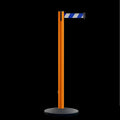 Retractable Belt Barrier Stanchion, Orange Post, Cast Iron Base, 11 Ft. Belt - Montour Line MSI630