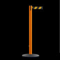 Safety Retractable Belt Barrier Stanchion, Orange Post with Heavy Duty Cast Iron Base, 16 ft Belt – Montour Line MI650