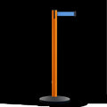 Retractable Belt Barrier Stanchion, Orange Post, Cast Iron Base, 10.5 Ft. Belt - Montour Line MI630