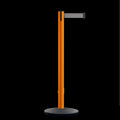 Retractable Belt Barrier Stanchion, Orange Post, Cast Iron Base, 11 Ft. Belt - Montour Line MSI630