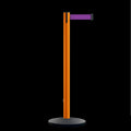 Retractable Belt Barrier Stanchion, Orange Post, Cast Iron Base, 13 Ft. Belt - Montour Line MSI630
