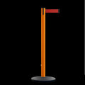 Safety Retractable Belt Barrier Stanchion, Orange Post with Heavy Duty Cast Iron Base, 16 ft Belt – Montour Line MI650
