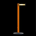 Retractable Belt Barrier Stanchion, Orange Post, Cast Iron Base, 13 Ft. Belt - Montour Line MSI630