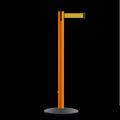 Safety Retractable Belt Barrier Stanchion, Orange Post with Heavy Duty Cast Iron Base, 16 ft Belt – Montour Line MI650