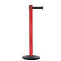 Retractable Belt Barrier Stanchion, Red Post, Cast Iron Base, 13 Ft. Belt - Montour Line MSI630