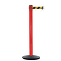 Retractable Belt Barrier Stanchion, Red Post, Cast Iron Base, 13 Ft. Belt - Montour Line MSI630