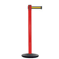Retractable Belt Barrier Stanchion, Red Post, Cast Iron Base, 13 Ft. Belt - Montour Line MSI630